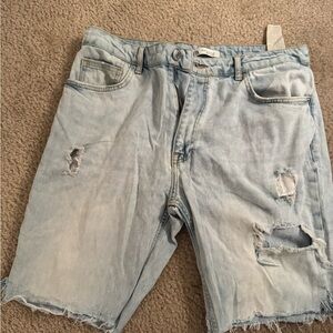 Men’s light Blue Distressed Denim Shorts size 36 19”